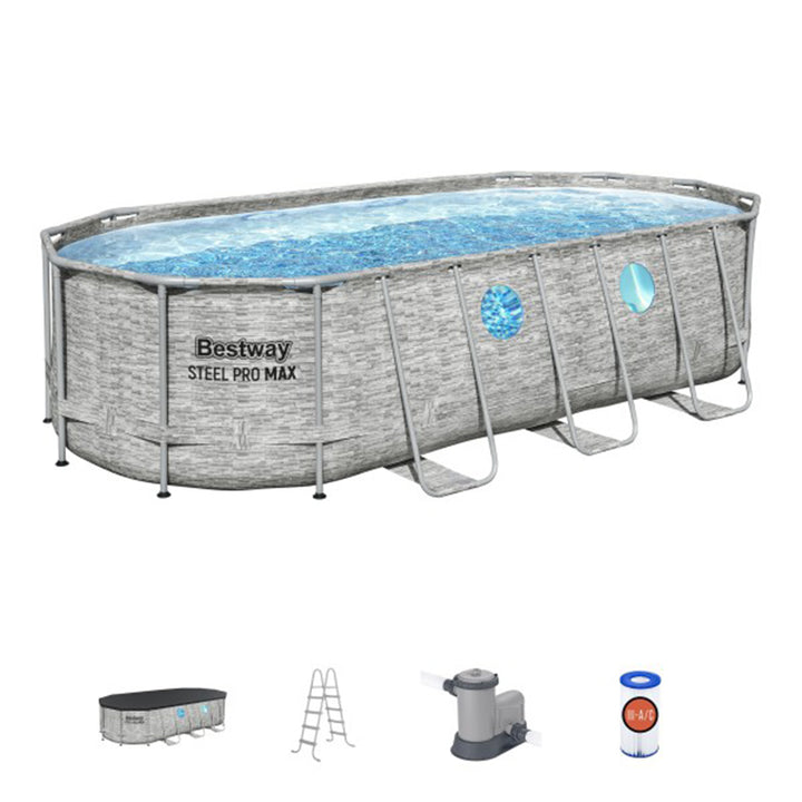 Bestway Power Steel Swim Vista 18x9x4ft Swimming Pool Set with Pump (Open Box)