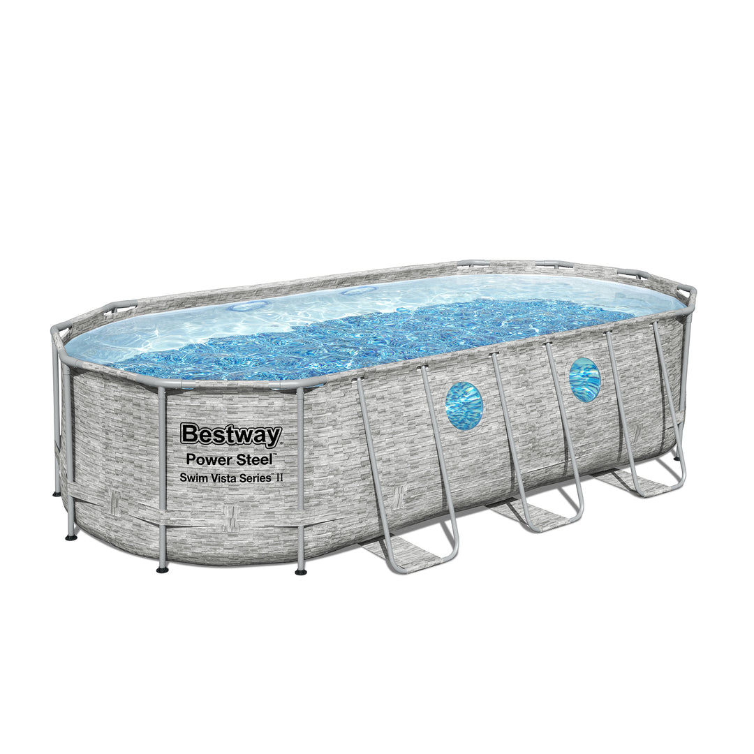 Bestway Power Steel Swim Vista 18x9x4ft Swimming Pool Set with Pump (Open Box)