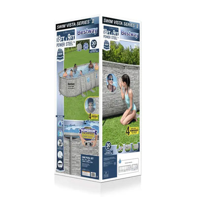 Bestway 24' x 12' x 52" Steel Rectangular Above Ground Pool & Cleaning Solution