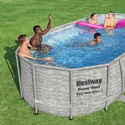 Bestway 24' x 12' x 52" Steel Rectangular Above Ground Pool & Cleaning Solution