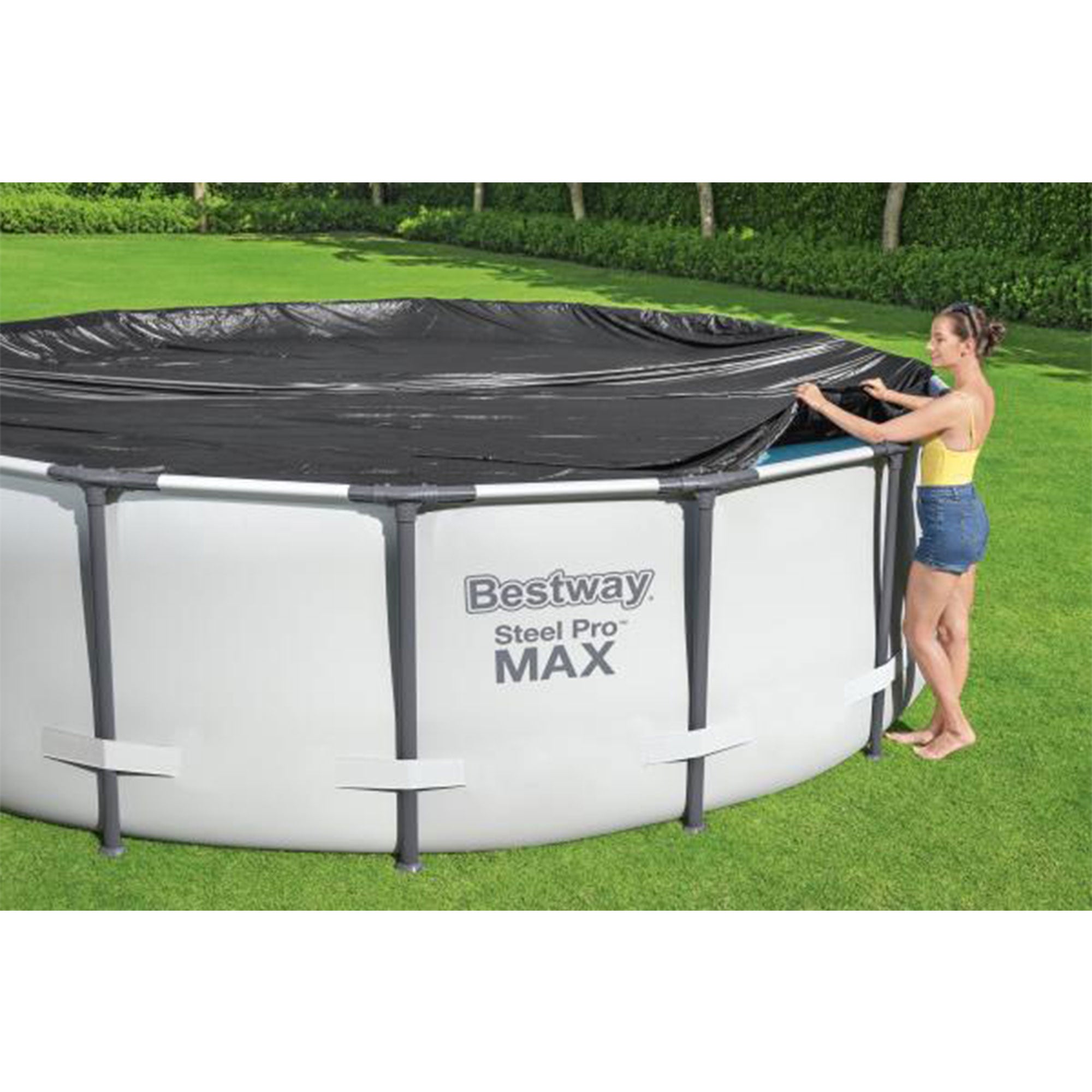 Bestway Flowclear Round 10' Pool Cover for Above Ground Frame Pools (Cover Only) - VMInnovations