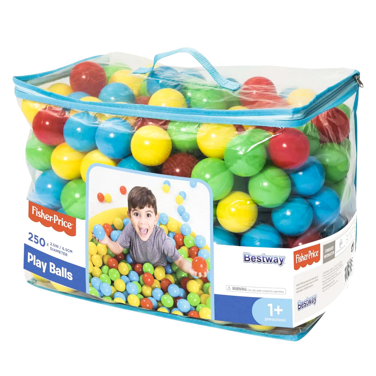 Bestway Fisher-Price Small Plastic Multi-Colored Play Ball Pit Balls, 250 Count