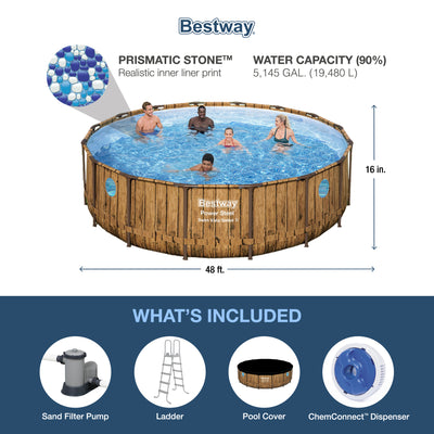 Bestway 16ft x 4ft Power Steel Swim Above Ground Swimming Pool Set & Pump (Used) - VMInnovations