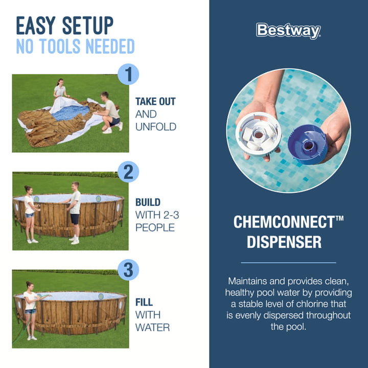 Bestway Power Steel Swim Vista 16' x 48" Round Above Ground Swimming Pool Set - VMInnovations