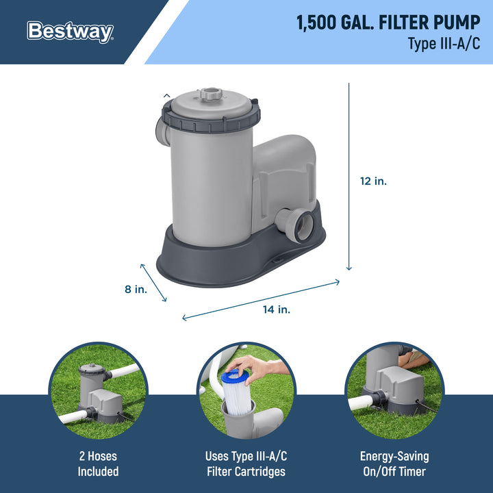 Bestway 16ft x 4ft Power Steel Swim Vista Above Ground Pool Set & Pump(Open Box)