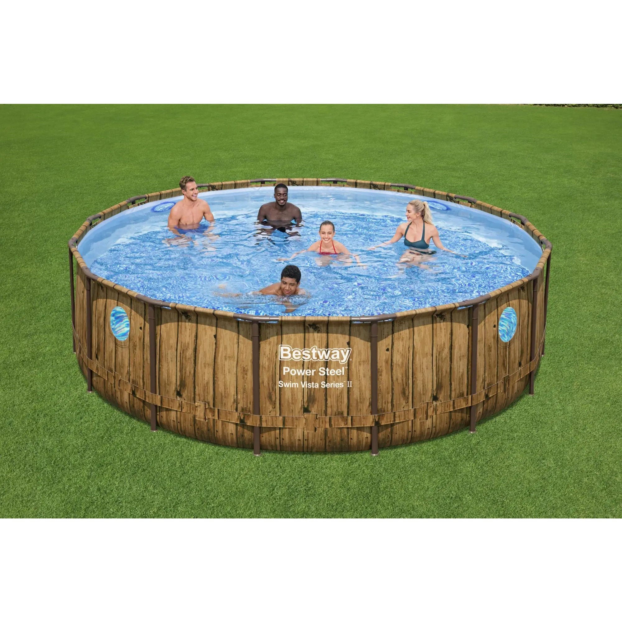 Bestway Power Steel Swim Vista 16ft x4ft Metal Frame Swimming Pool Set & Pump - VMInnovations