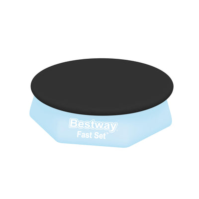 Bestway Round PVC 8 Foot Pool Cover for Above Ground Pro Frame Pools (Open Box) - VMInnovations