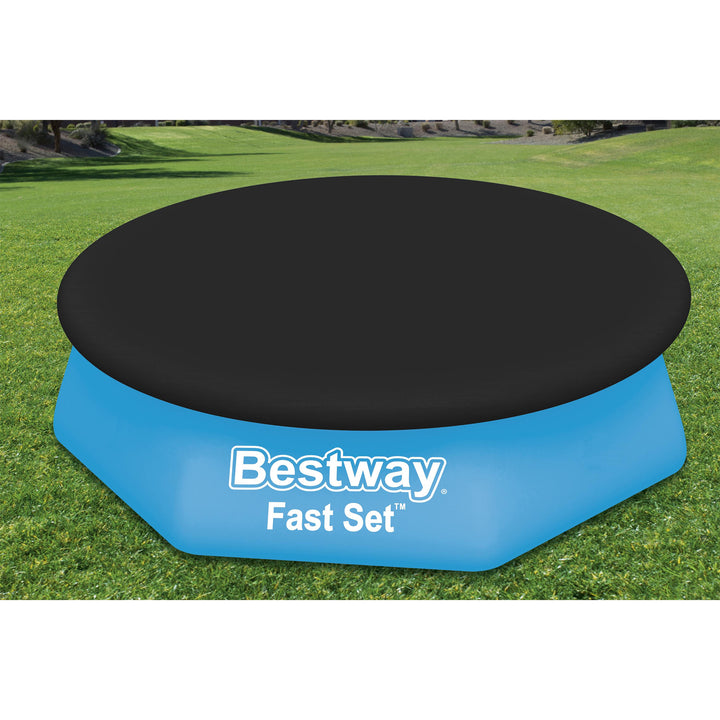 Bestway Round PVC 8 Foot Pool Cover for Above Ground Pro Frame Pools (Open Box) - VMInnovations