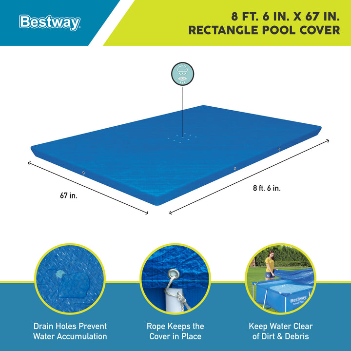 Bestway Flowclear Pro Rectangular Above Ground Swimming Pool Cover (Open Box)