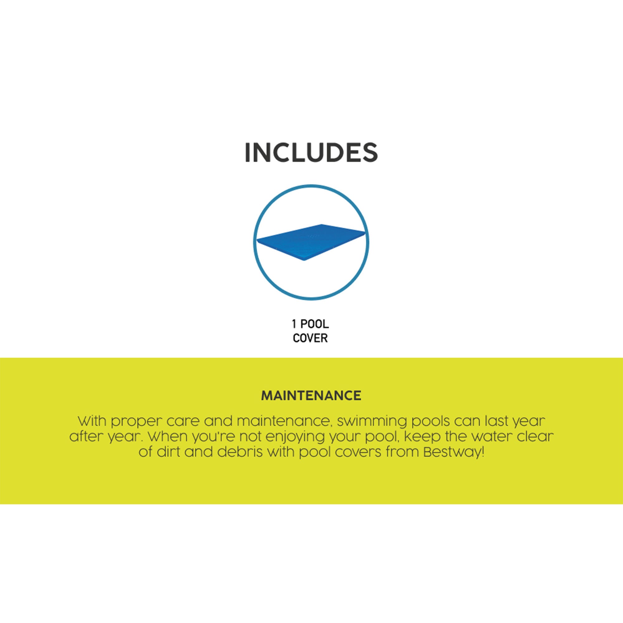Bestway Rectangular Swimming Pool Cover for 102 by 67 Inch Above Ground Pools (For Parts)