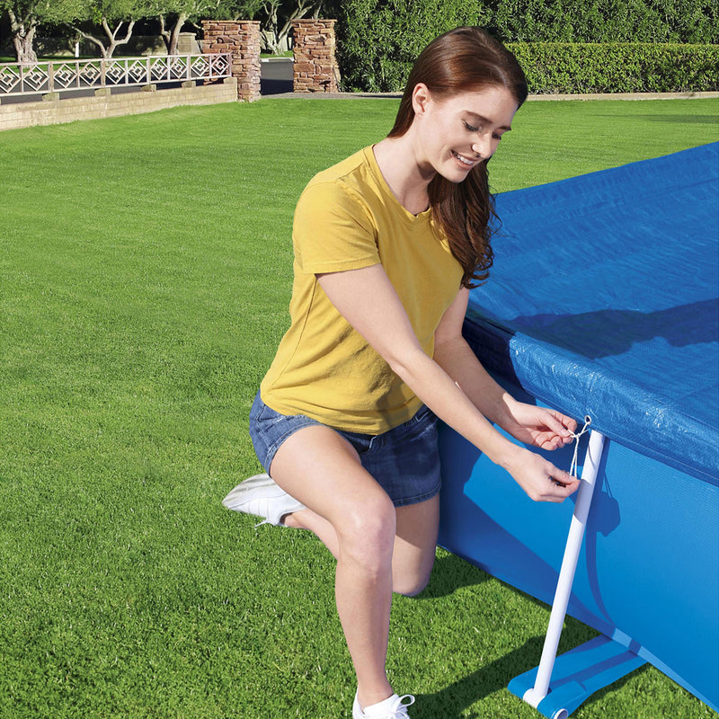 Bestway Flowclear Pro Rectangular Above Ground Swimming Pool Cover, Blue (Used)
