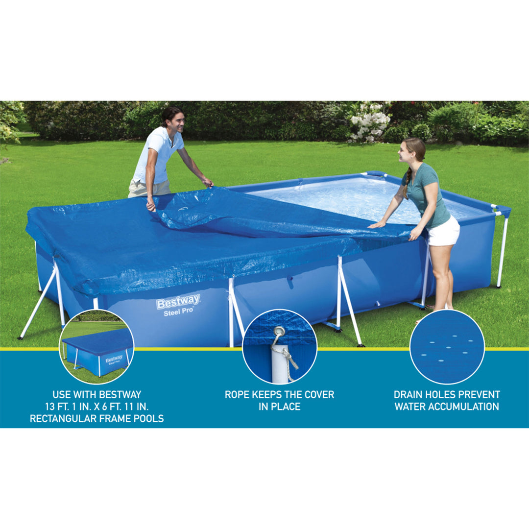 Bestway Flowclear Rectangular Above Ground Pool Cover, (Cover Only), 2 Pack