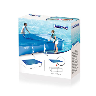 Bestway 58107 Flowclear Pro Rectangular Above Ground Swimming Pool Cover, Blue (For Parts)