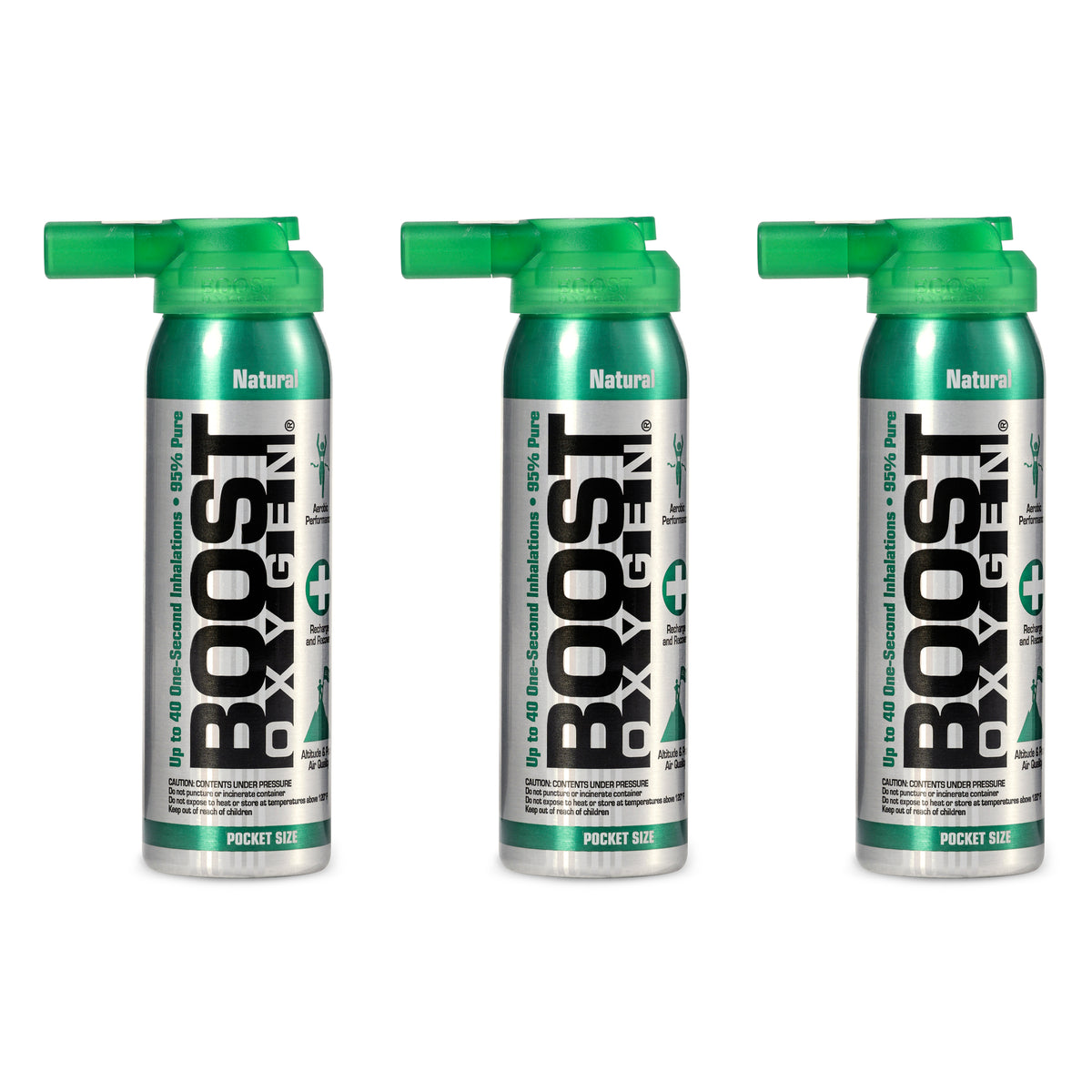 Boost Oxygen Canned 2-Liter Natural Inhaler Canister Bottle, Flavorless (3 Pack)