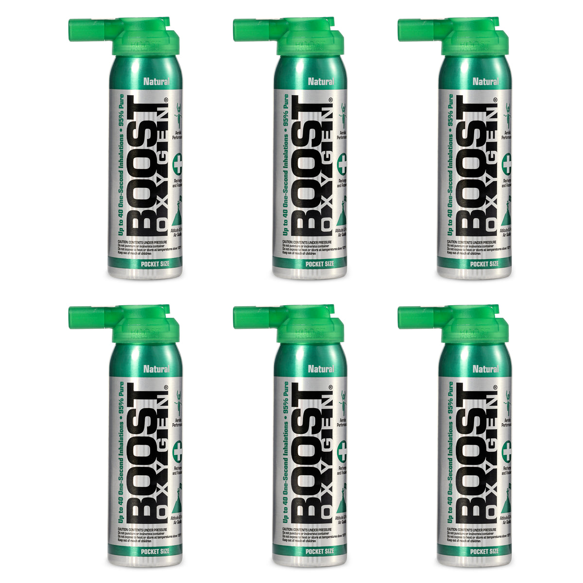 Boost Oxygen Canned 2-Liter Natural Inhaler Canister Bottle, Flavorless (6 Pack)