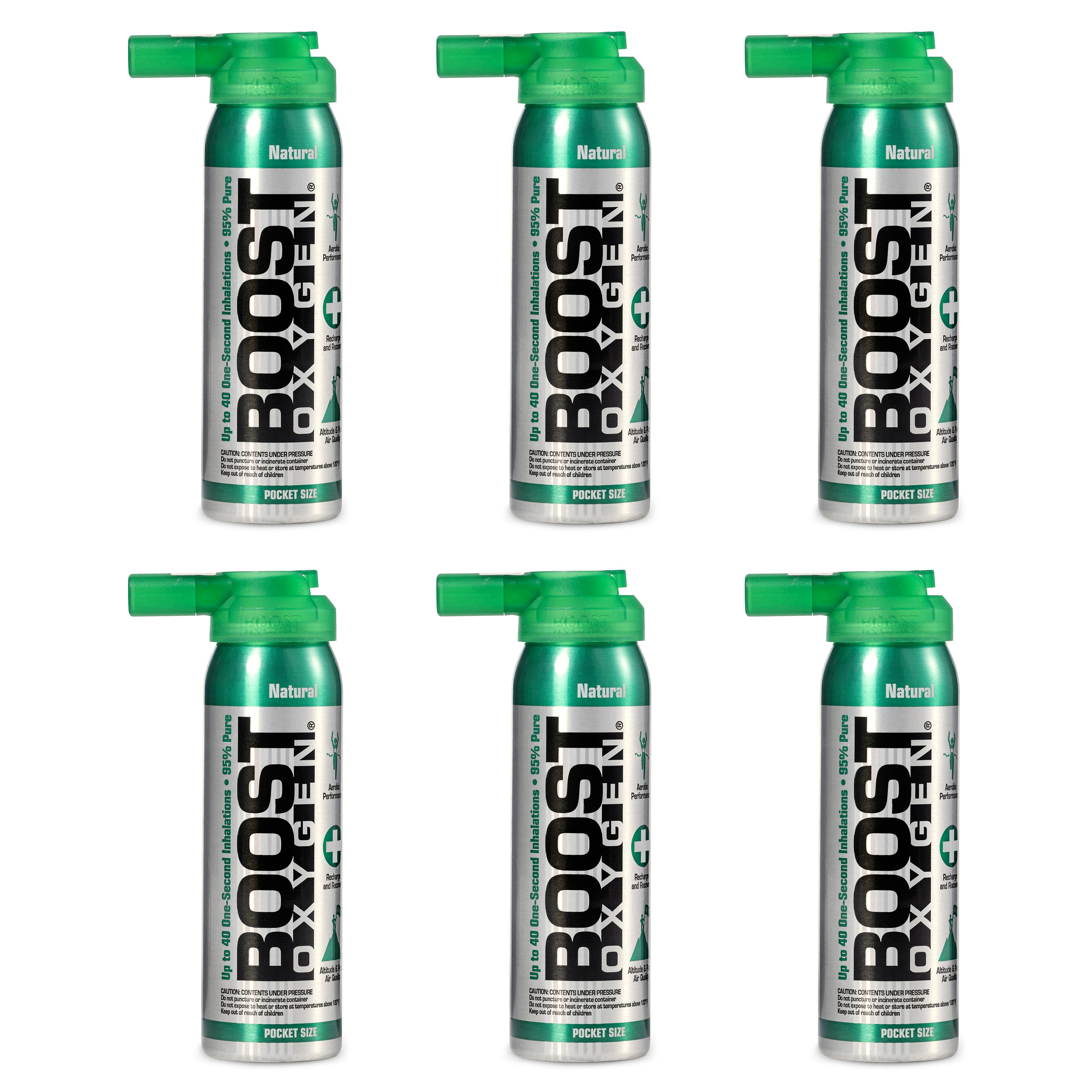 Boost Oxygen Canned 2-Liter Natural Inhaler Canister Bottle, Flavorless (6 Pack)