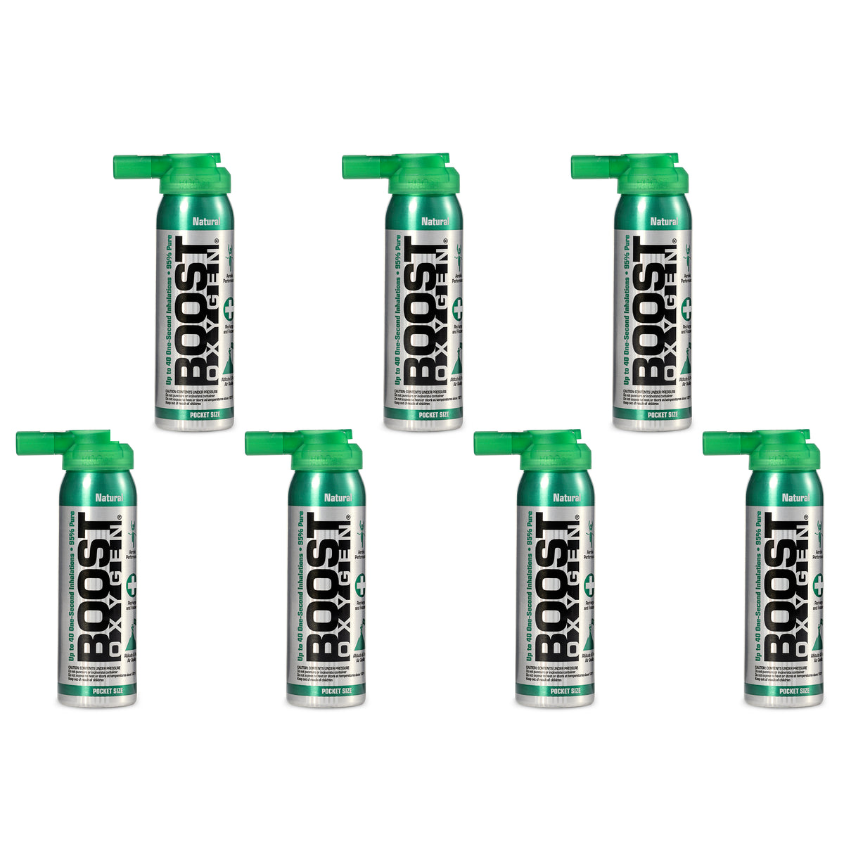 Boost Oxygen Canned 2-Liter Natural Inhaler Canister Bottle, Flavorless (7 Pack)