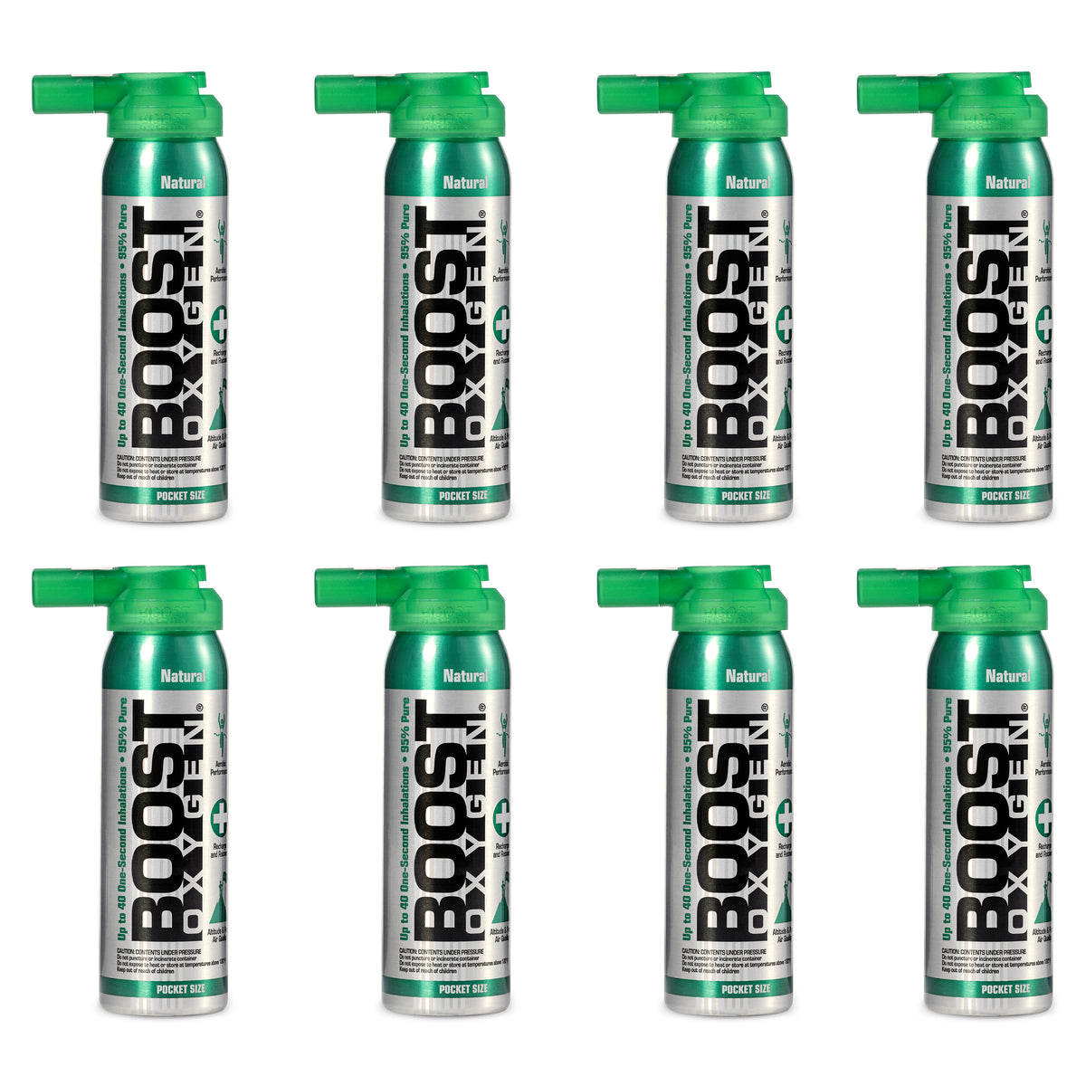 Boost Oxygen Canned 2-Liter Natural Inhaler Canister Bottle, Flavorless (8 Pack)