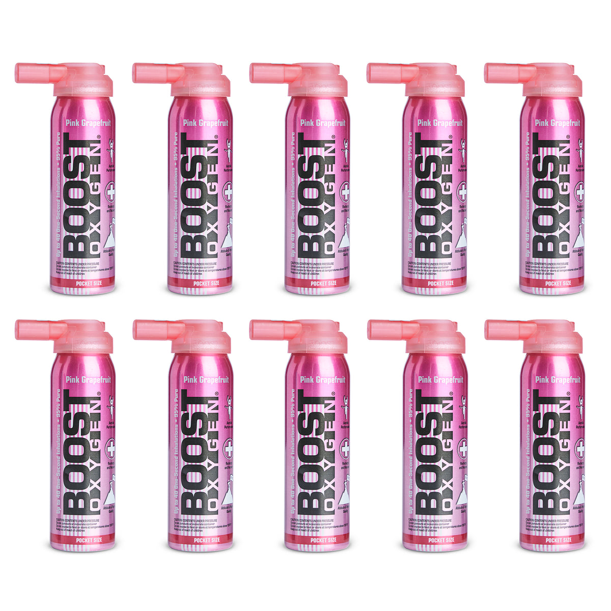 Boost Oxygen Pink Grapefruit Portable Oxygen Pocket Size (10 pack)