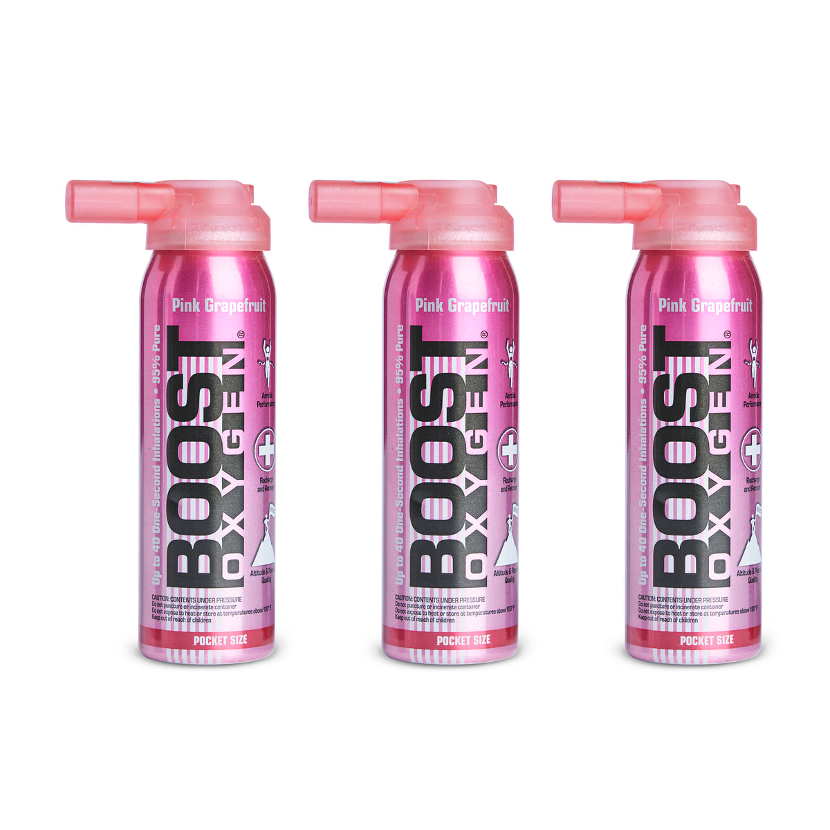 Boost Oxygen Canned 2-Liter Natural Oxygen Canister, Pink Grapefruit (3 Pack)