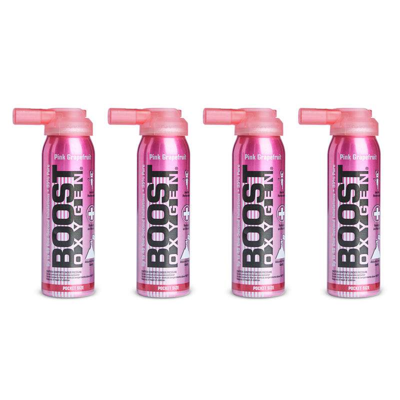 Boost Oxygen Canned 2-Liter Natural Oxygen Canister, Pink Grapefruit (4 Pack)
