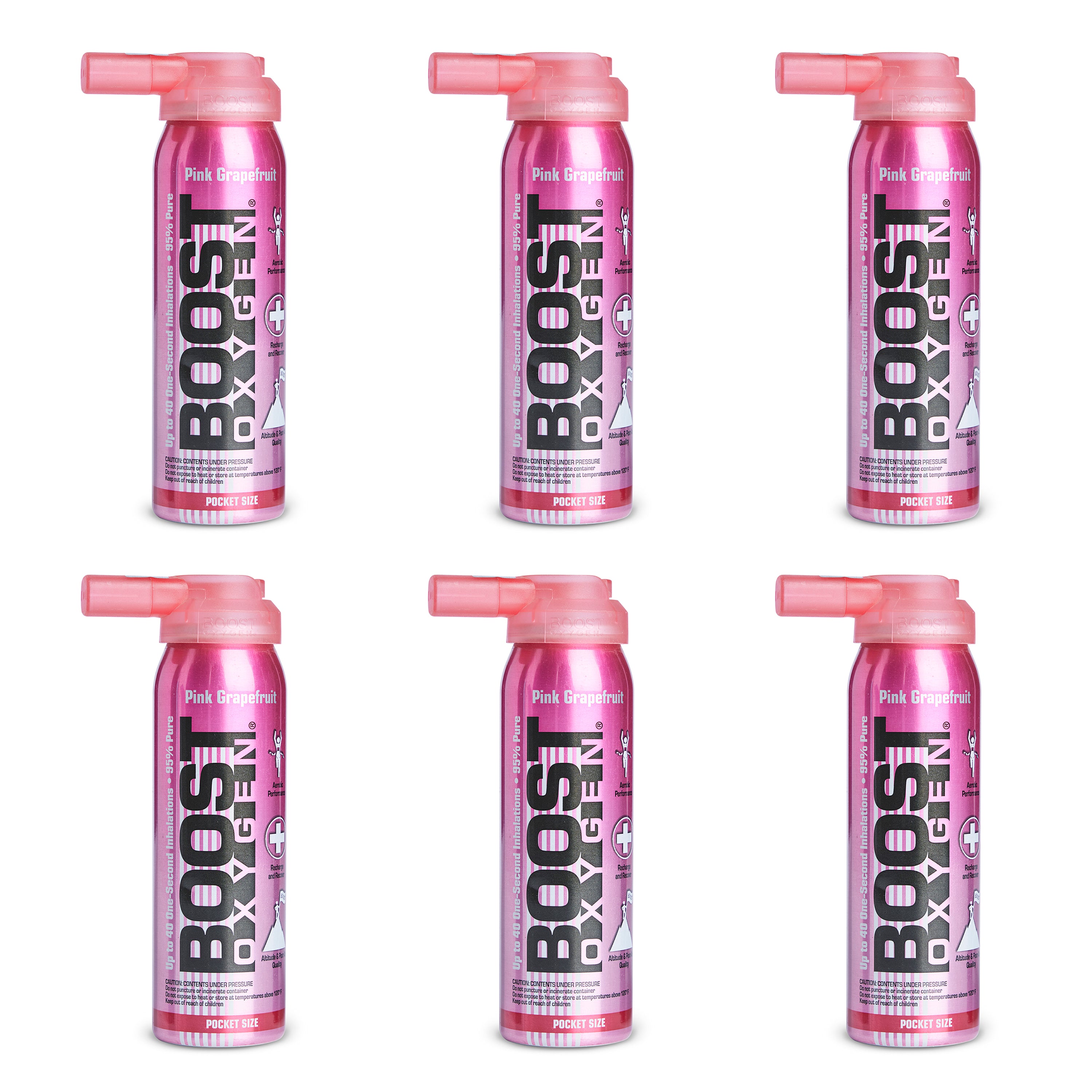 Boost Oxygen Canned 2-Liter Natural Oxygen Canister, Pink Grapefruit (6 Pack)