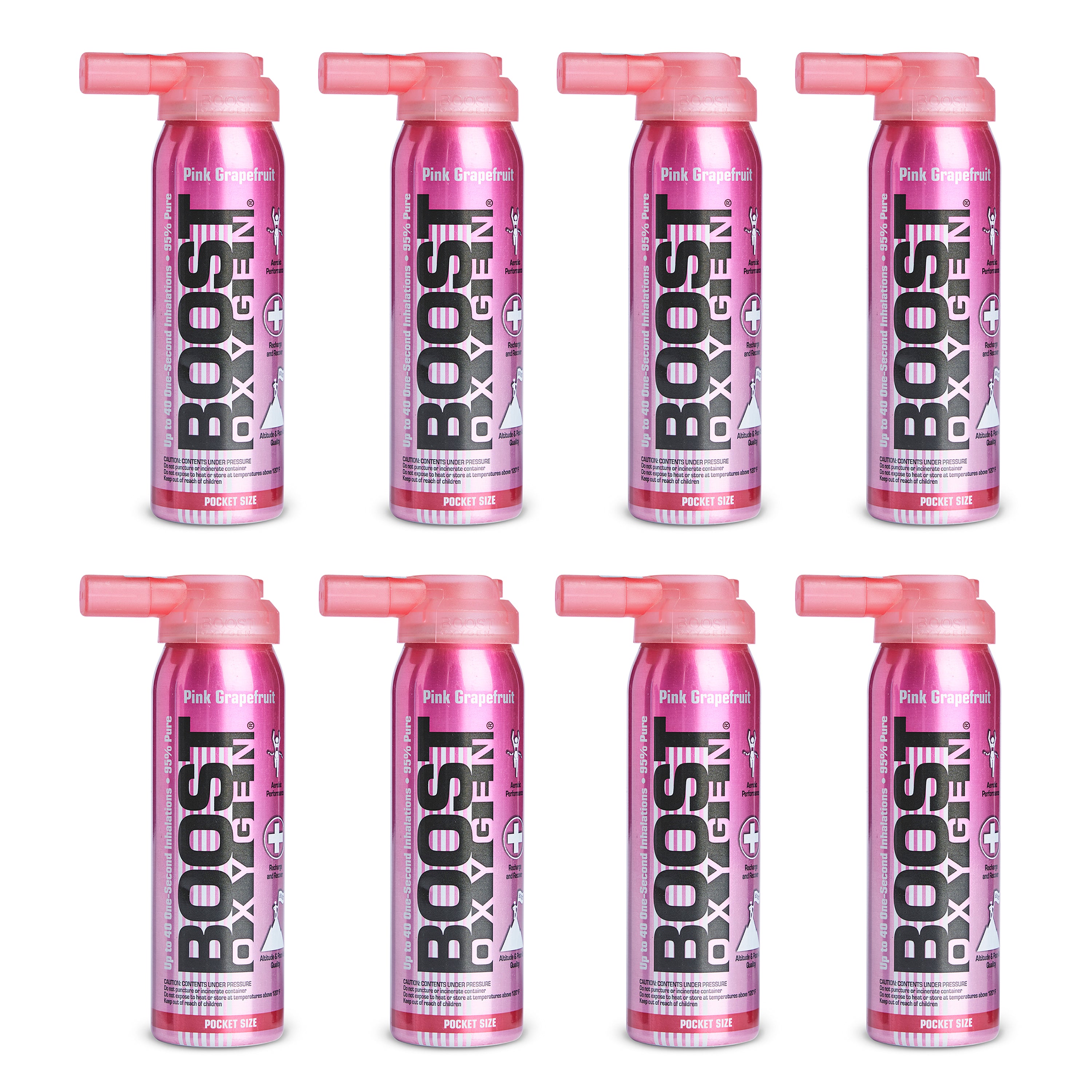 Boost Oxygen Canned 2-Liter Natural Oxygen Canister, Pink Grapefruit (8 Pack)