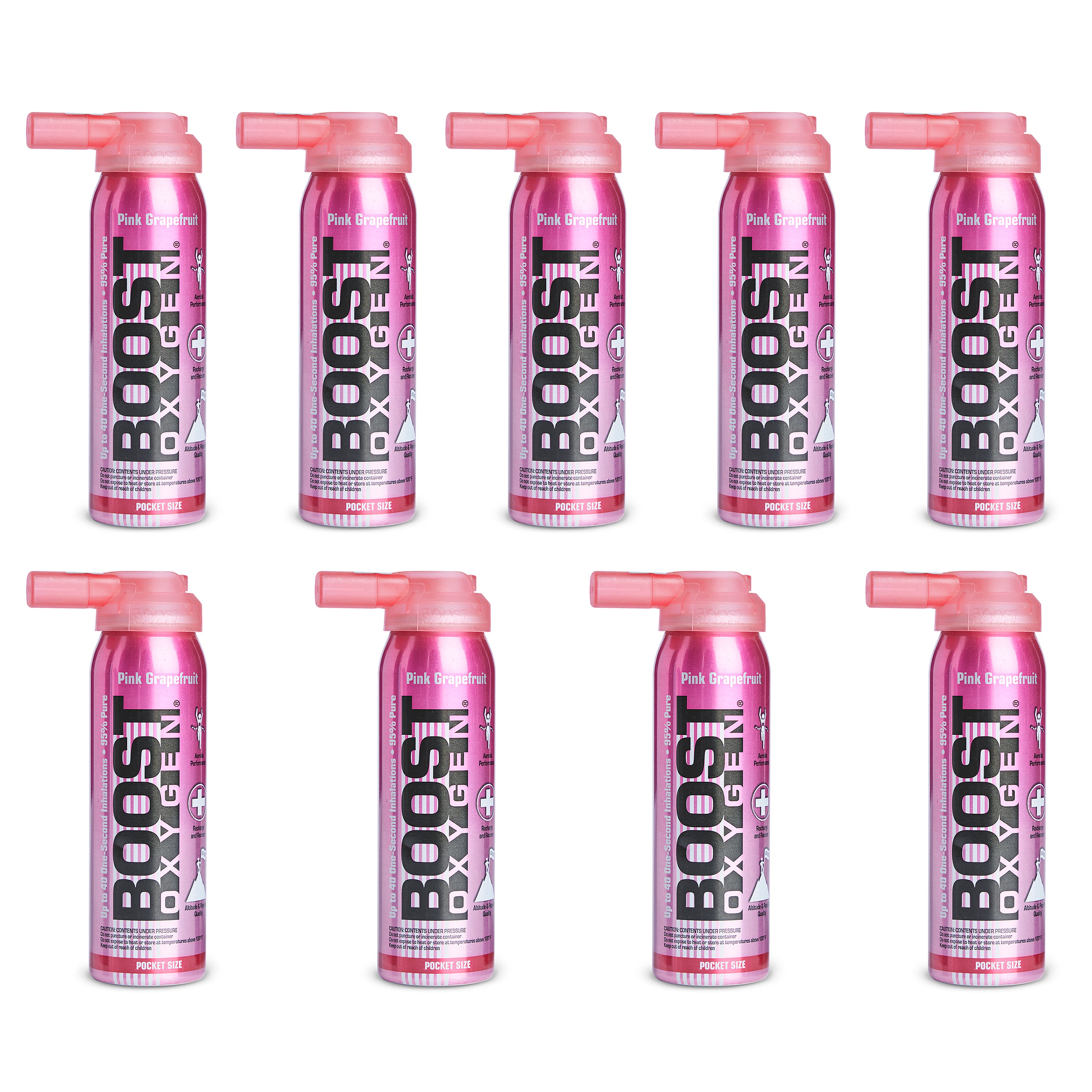 Boost Oxygen Canned 2-Liter Natural Oxygen Canister, Pink Grapefruit (9 Pack)