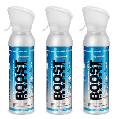 Boost Oxygen Natural Portable 5 Liter Pure Canned Oxygen Canister, Peppermint (3 Pack) - VMInnovations