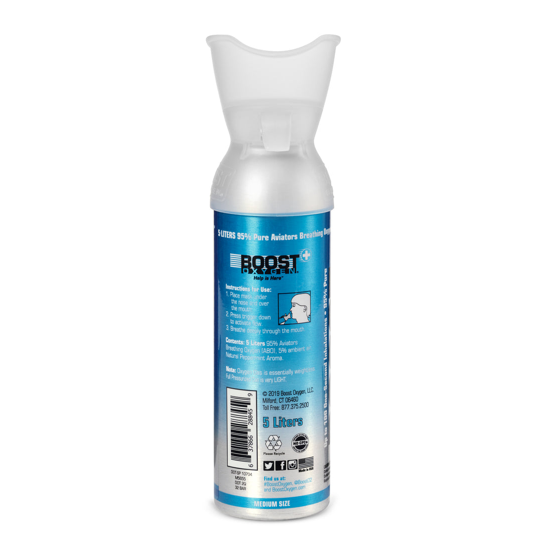 Boost Oxygen 3, 5, & 10L Supplemental Oxygen Can Bottle w/Mouthpiece, Peppermint - VMInnovations