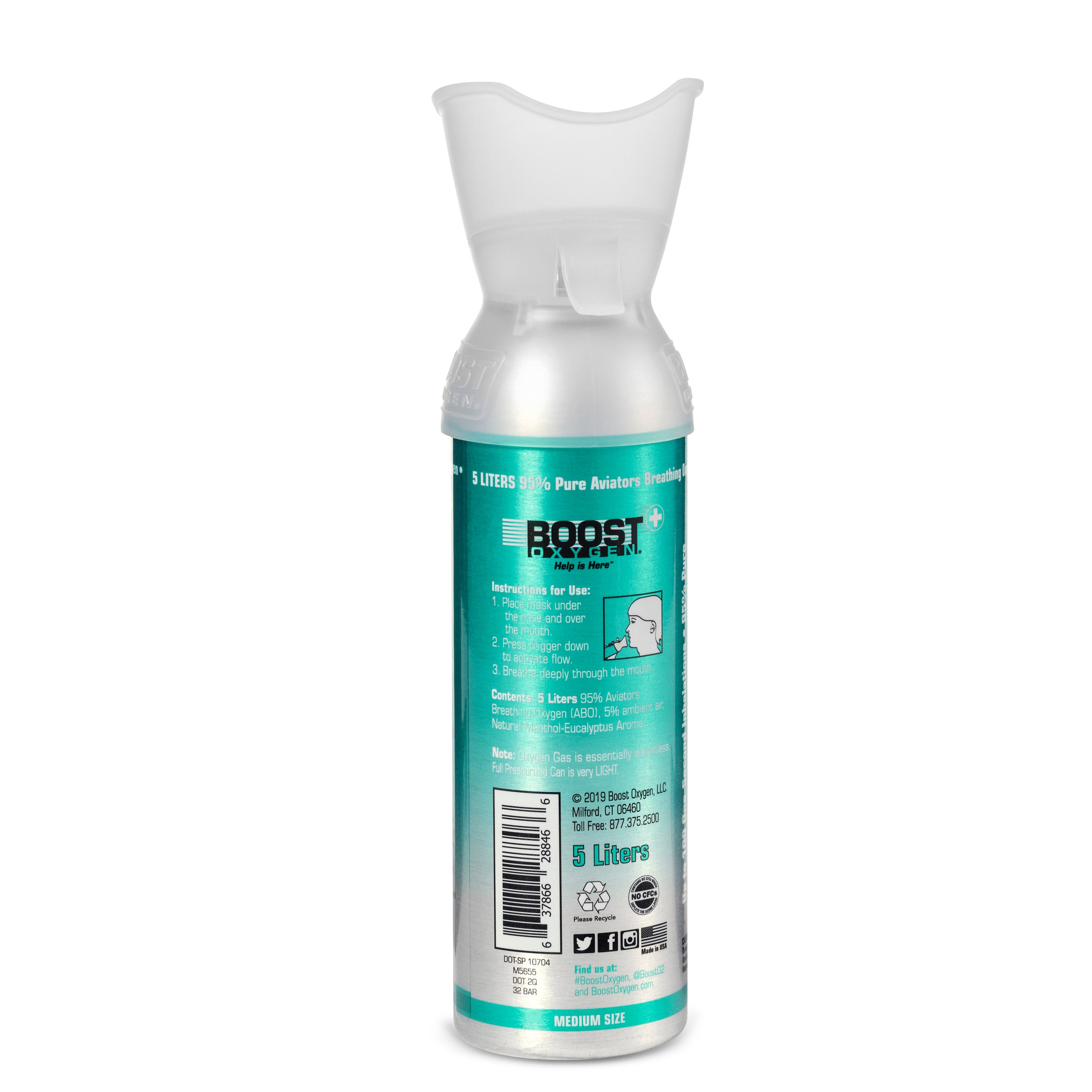 Boost Oxygen 3 Liter Portable Pocket Sized Canister w/ 5 Liter and 10 Liter Cans