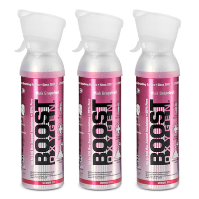 Boost Oxygen Natural 5 Liter Pure Oxygen Canister, Pink Grapefruit (3 Pack) - VMInnovations