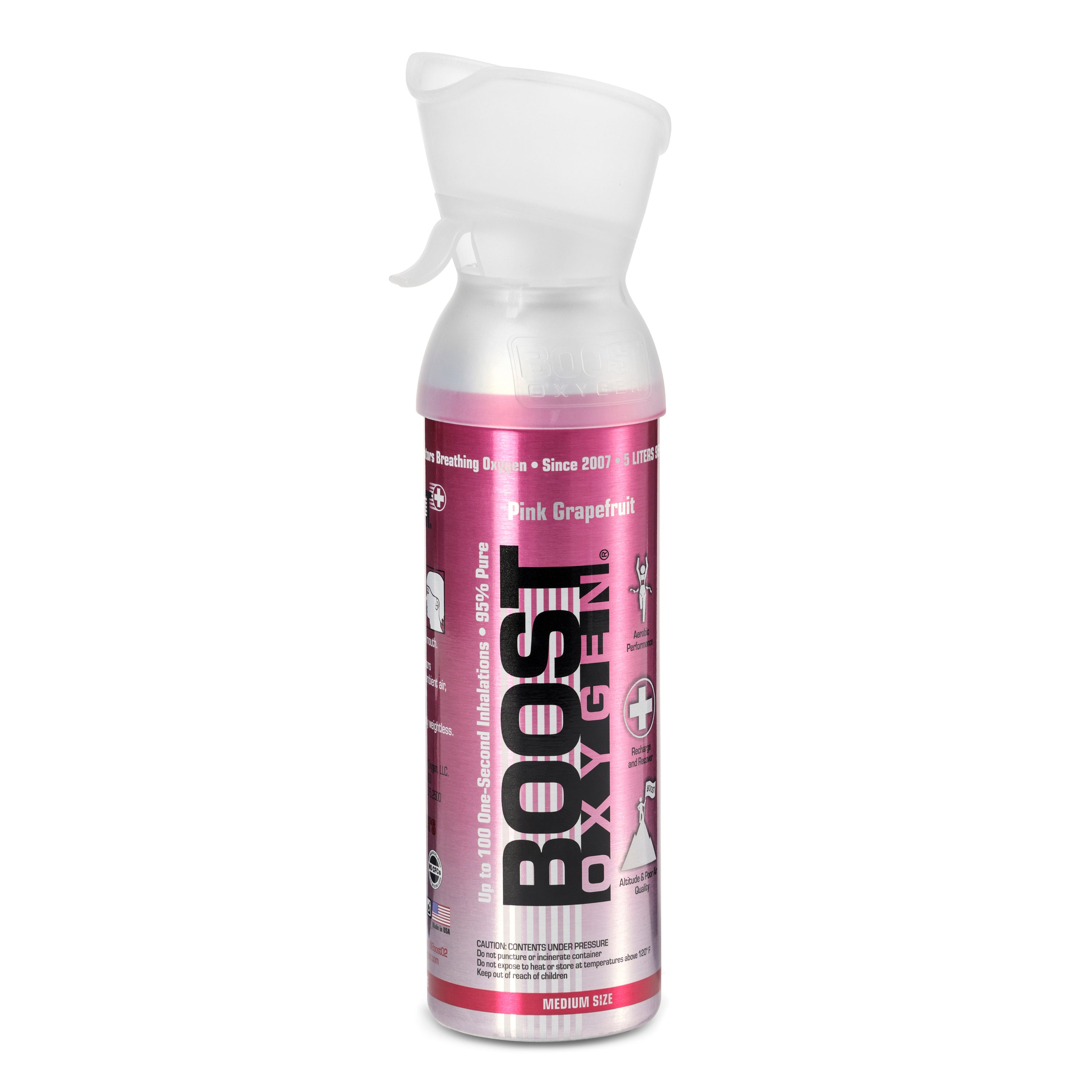 Boost Oxygen Natural 5 Liter Pure Oxygen Canister, Pink Grapefruit (3 Pack) - VMInnovations