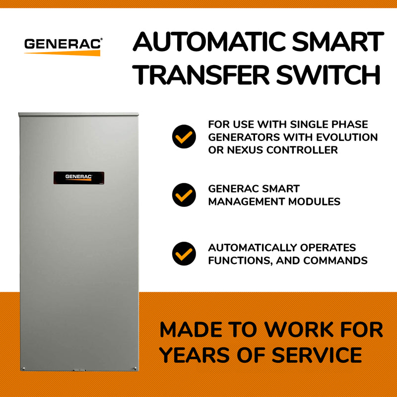 Generac 200 Amp Single Phase Smart Transfer Switch w/ Power Management(Open Box)