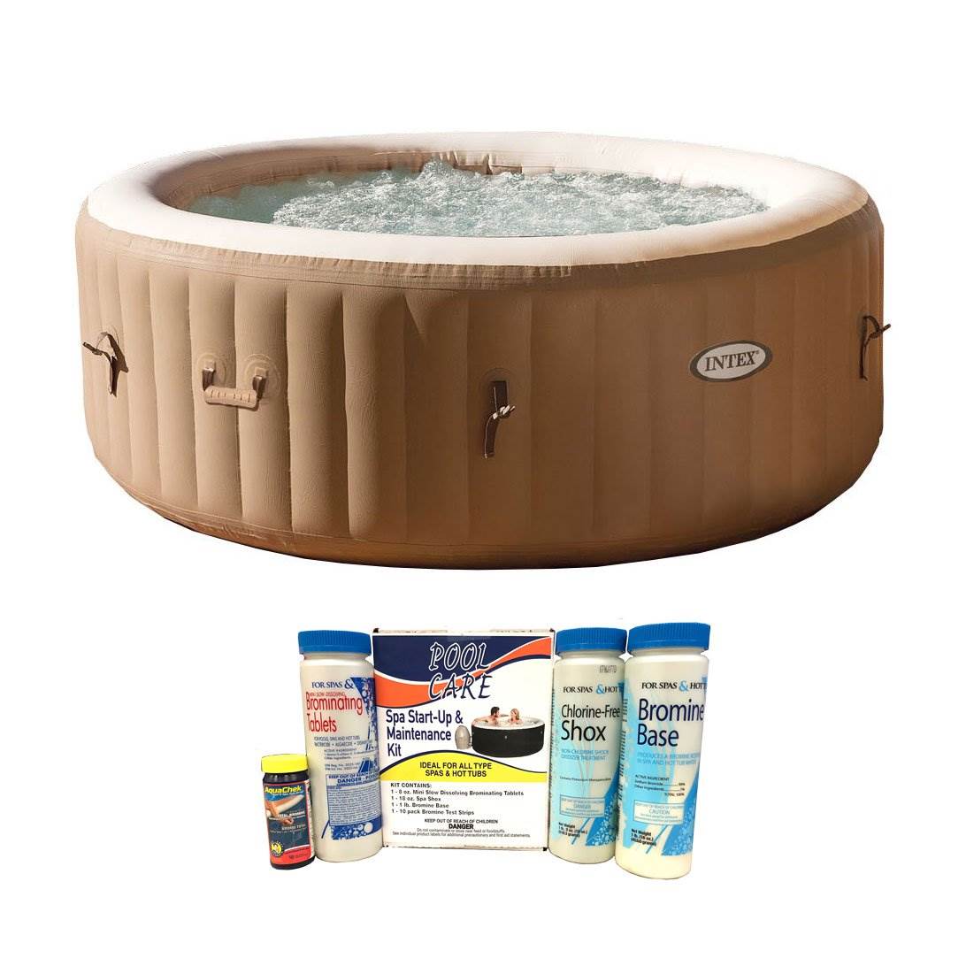 Intex PureSpa 4-Person Bubble Jet Spa Portable Hot Tub & 14888 Maintenance Kit