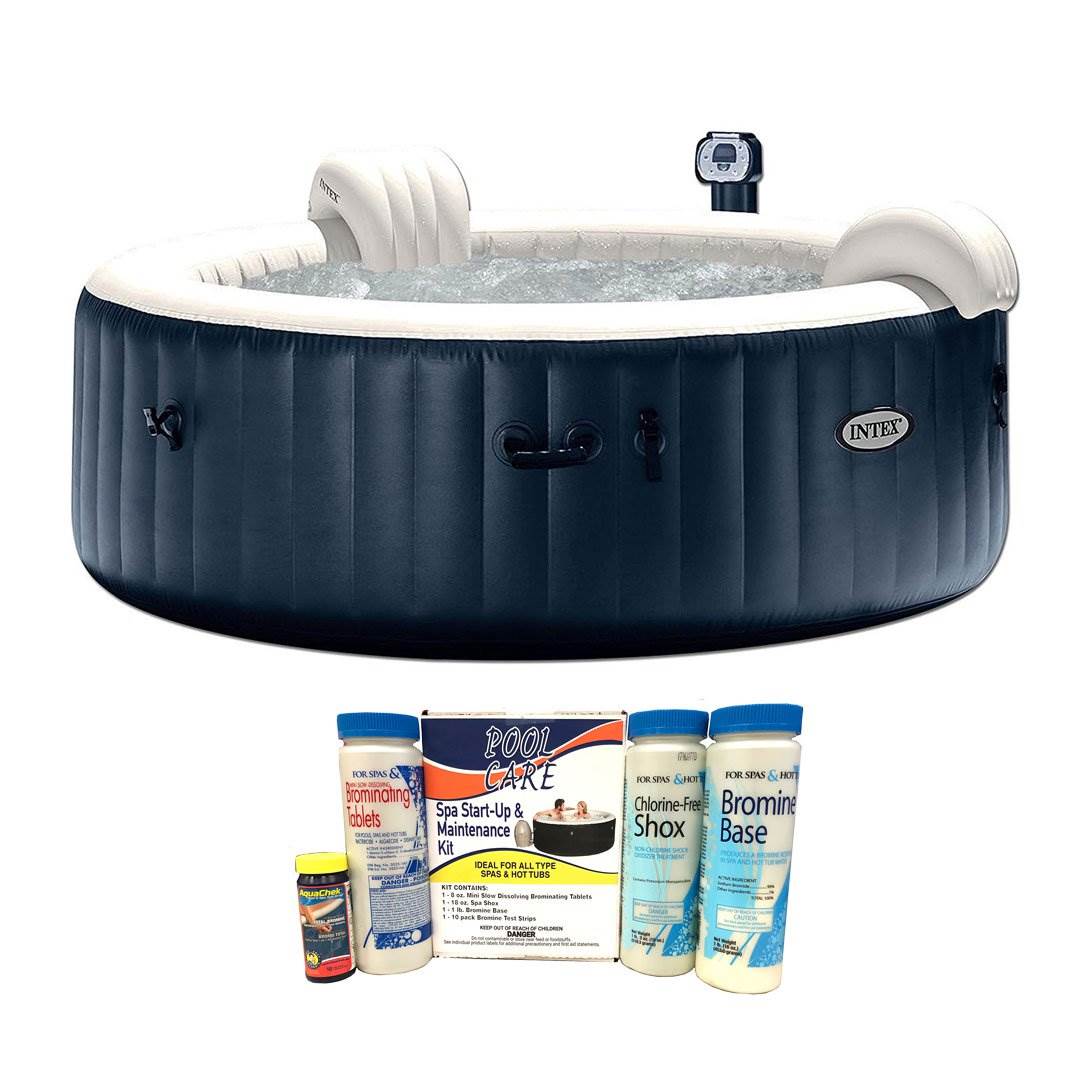 Intex Pure Spa 6 Person Inflatable Hot Tub with 14888 Chemical Maintenance Kit