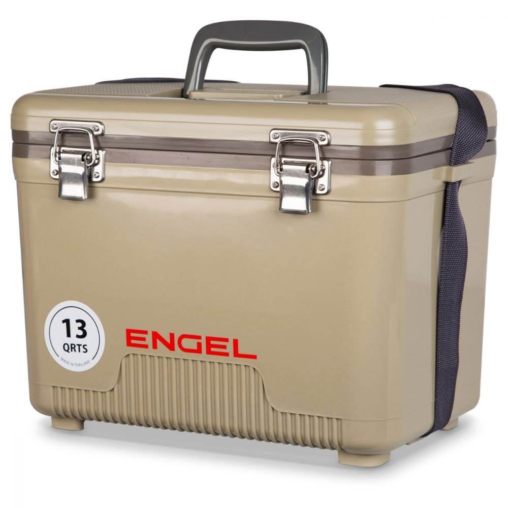 Engel 13-Quart Lightweight Dry Box Cooler w/ Shoulder Strap, Tan (Used)