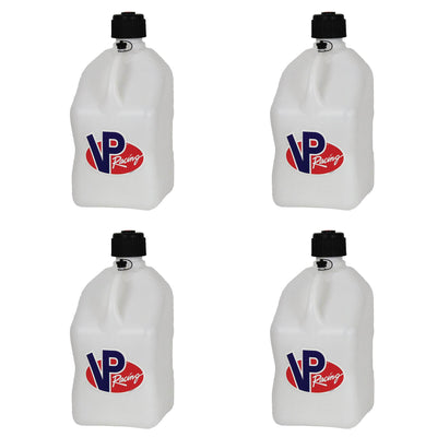 VP Racing 5.5 Gallon Motorsport Racing Utility Jug Gas Cans, White (4 Pack)