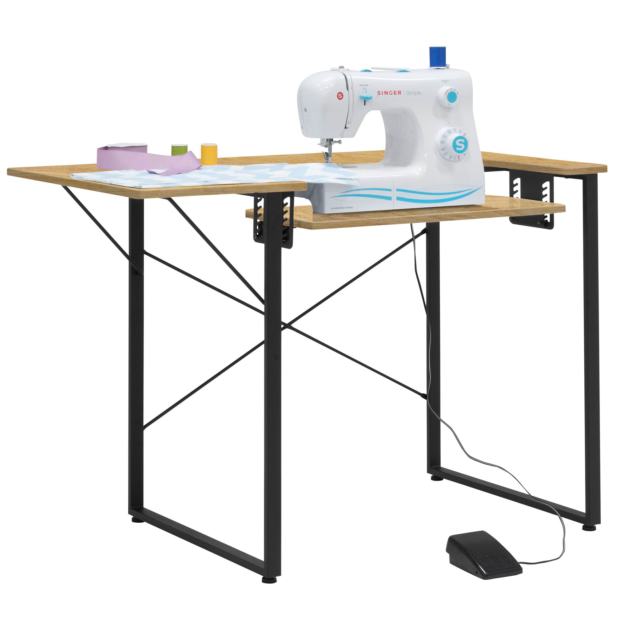 Sew Ready Dart Sewing Table Workstation w/ Folding Top, Black/Brown (Used)