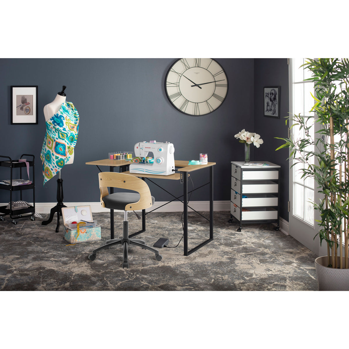 Sew Ready Dart Sewing Table Workstation w/ Folding Top, Black/Brown (For Parts)