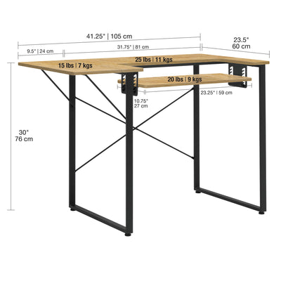 Sew Ready Dart Sewing Table Workstation w/ Folding Top, Black/Brown (Open Box)