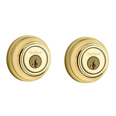 Kwikset 985 980 Series Double Cylinder Keyed Deadbolt, Polished Brass (2 Pack)