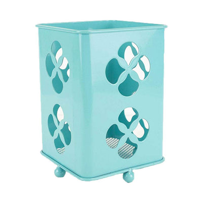 Home Basics Steel Kitchen Silverware And Cutlery Holder, Turquoise (Open Box)