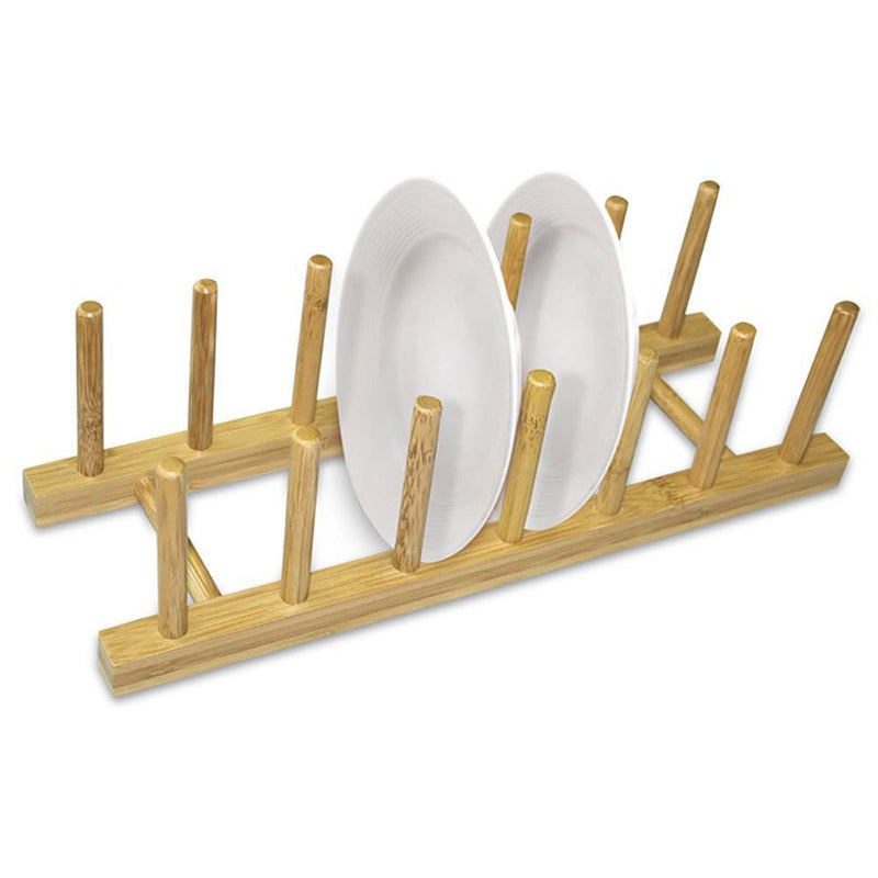 Home Basics 14 Inch Wooden Bamboo Countertop Dish Drainer Drying Rack (Open Box)