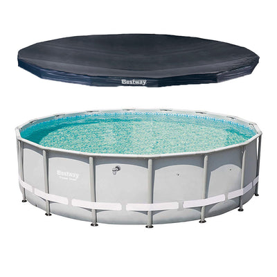 Bestway 13429 16ft x 48in Power Steel Pro Frame Swimming Pool & Round Pool Cover - VMInnovations