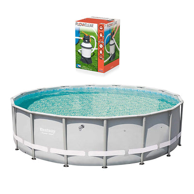 Bestway 16ft x 48in Power Steel Pro Frame Pool & Flowclear Sand Filter Pump
