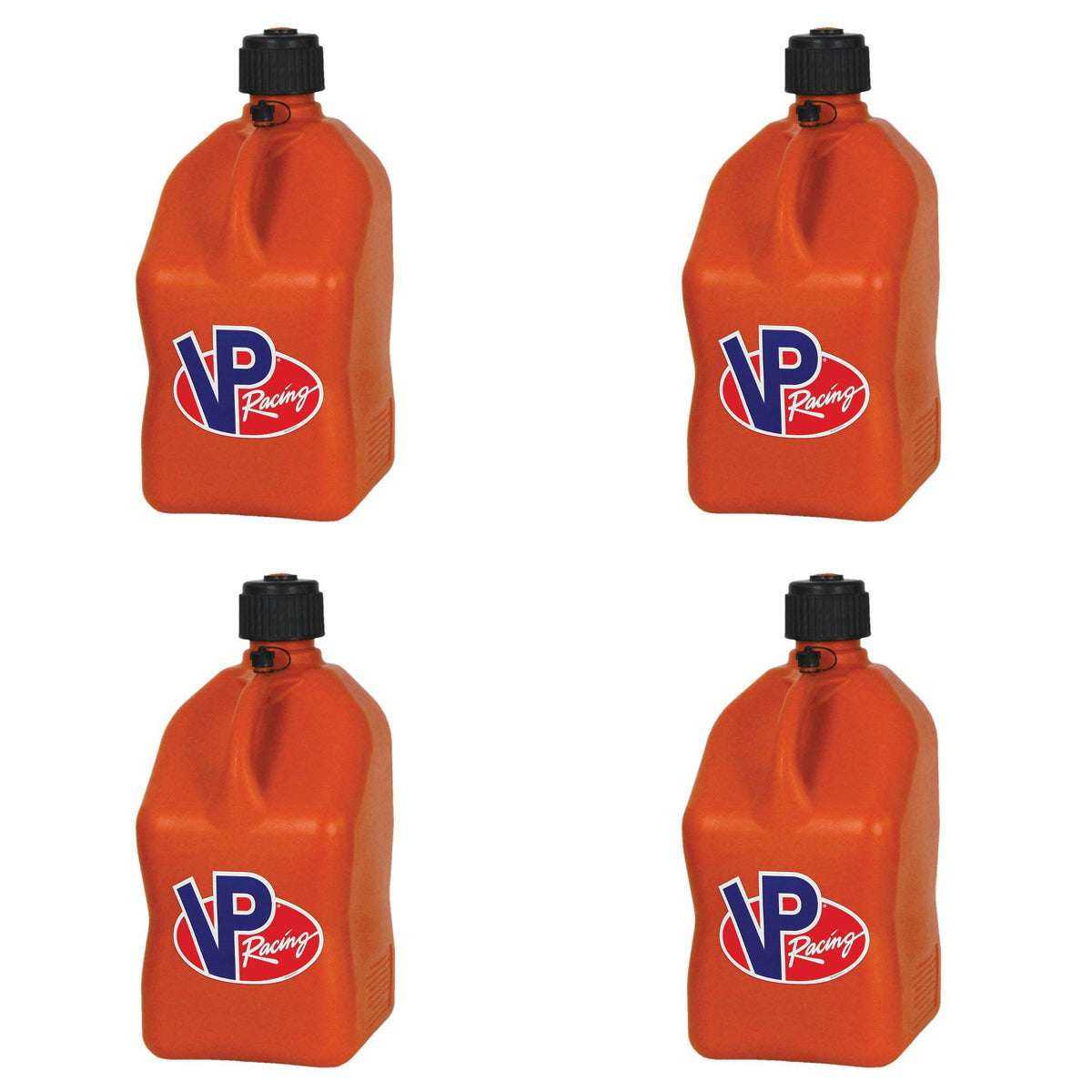 VP Racing Motorsport 5.5 Gal Square Plastic Utility Jugs, Orange (4 Pack)