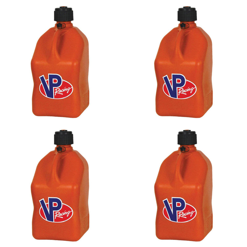 VP Racing Motorsport 5.5 Gal Square Plastic Utility Jugs, Orange (4 Pack)
