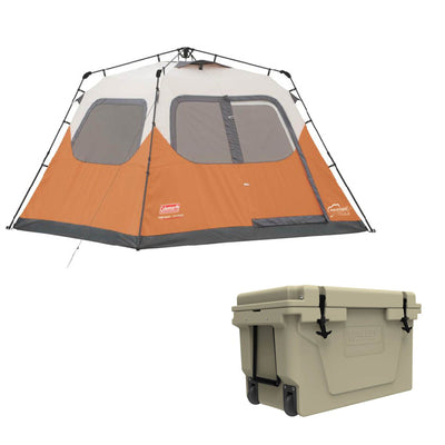Coleman Outdoor 6 Person Camping Instant Tent and Uriah Products Wheeled Cooler