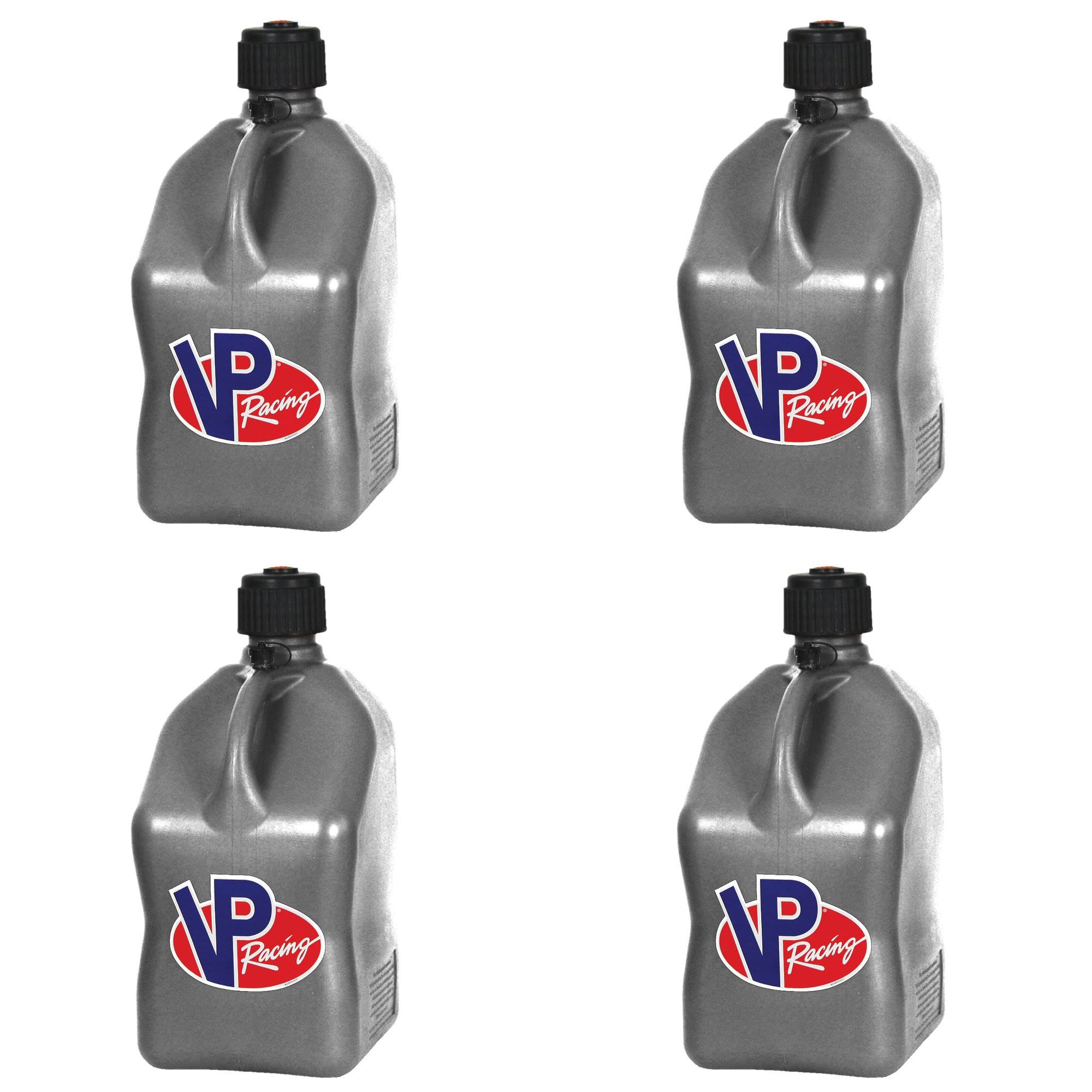 VP Racing Motorsport 5.5 Gal Square Plastic Utility Jugs, Silver (4 Pack)